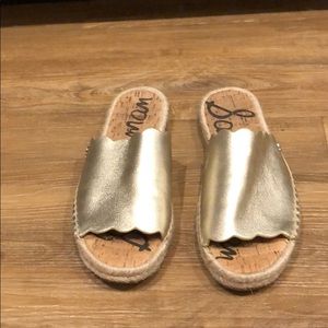 Sam Edelman gold scallop espadrille